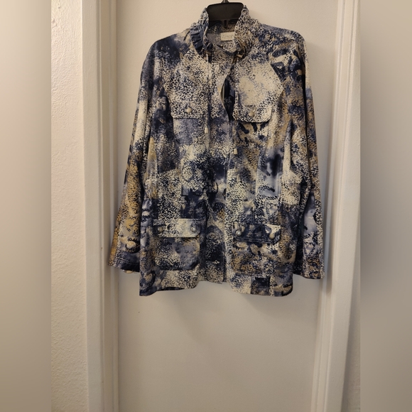 Zenergy by Chico’s Size 2 Purple Gold Ivory Full Zip Jacket - Picture 2 of 14